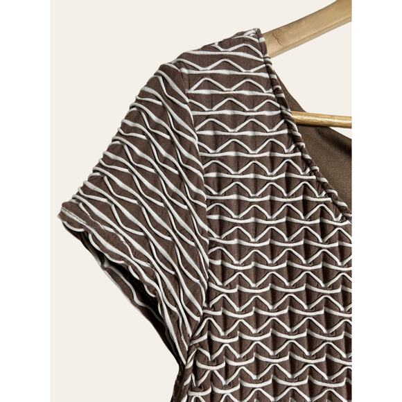 Sharagano Brown White Textured Sheath Dress Size 16 - Picture 3 of 7